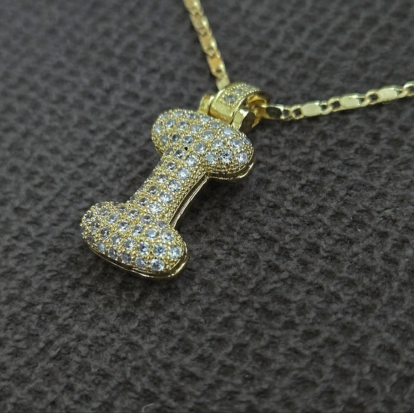 Gemelli👭 Puffy Pave Cubic Zirconia💎 Letter "I" Initial Pendant Necklace - NWT - Picture 3 of 16
